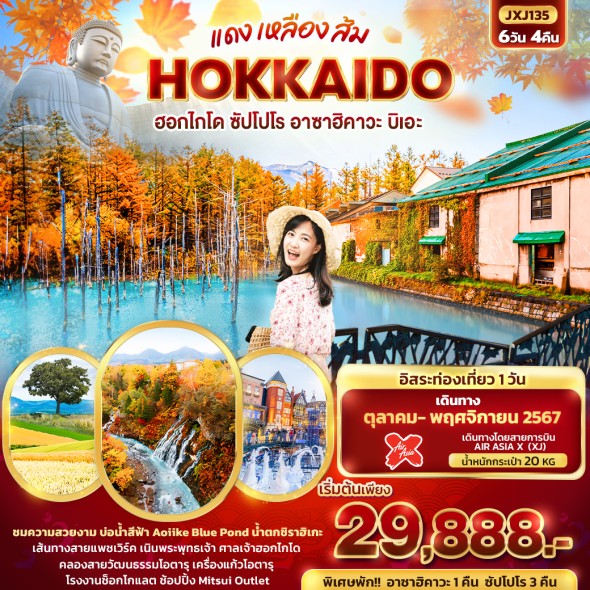 JXJ135:แดง เหลือง ส้ม HOKKAIDO6วัน4คืน